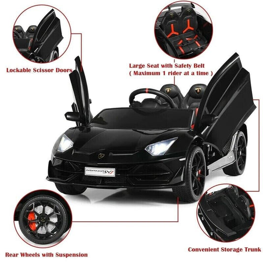 12V Licensed Lamborghini Aventador Electric Ride-On Car for Kids - Black