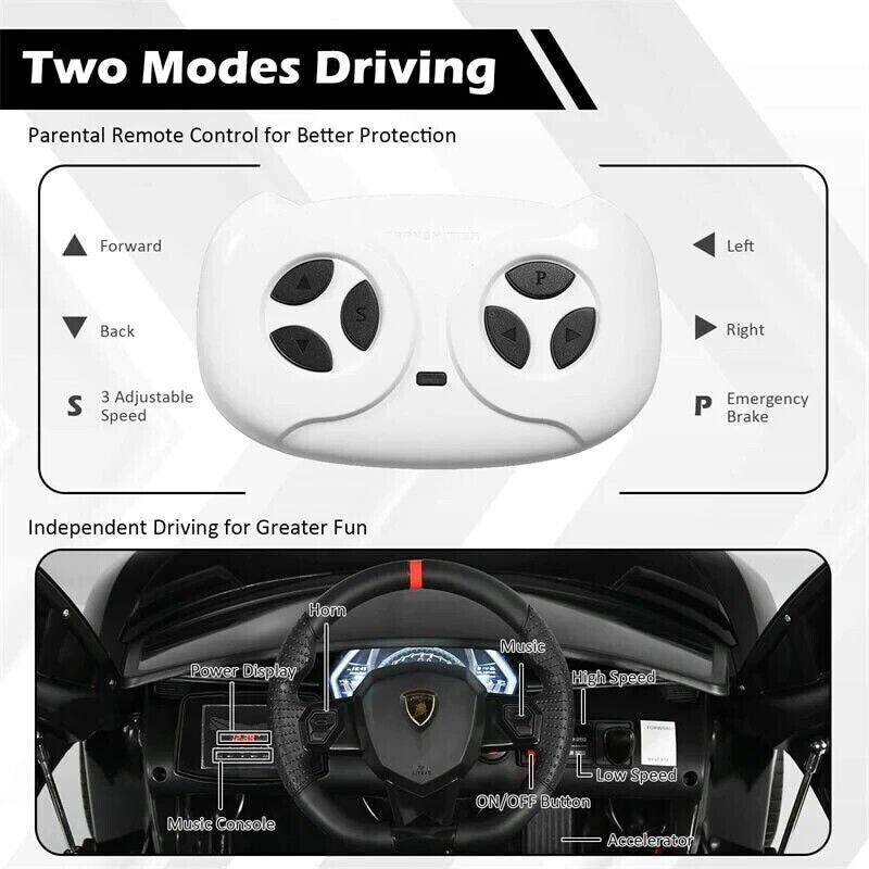 Load image into Gallery viewer, 12V Licensed Lamborghini Aventador Electric Ride-On Car for Kids - Black
