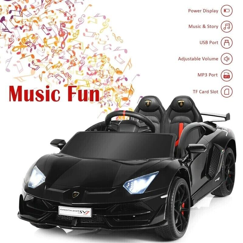 Load image into Gallery viewer, 12V Licensed Lamborghini Aventador Electric Ride-On Car for Kids - Black
