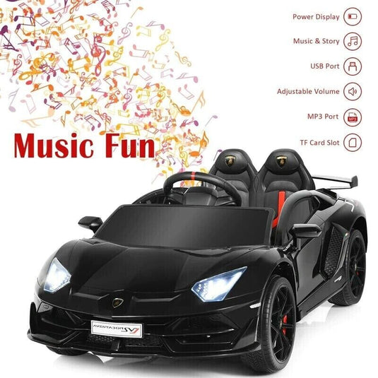 12V Licensed Lamborghini Aventador Electric Ride-On Car for Kids - Black