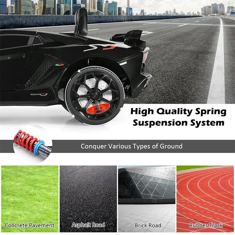 Load image into Gallery viewer, 12V Licensed Lamborghini Aventador Electric Ride-On Car for Kids - Black
