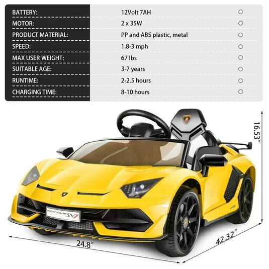 12V Licensed Lamborghini Ride on Car for Kids with Remote Control, MP3, AUX & USB??