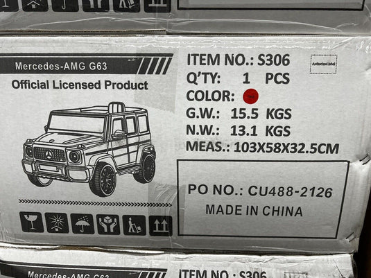 12V Licensed Mercedes Benz G63 Kids Ride On Car with Remote Control and Openable Doors