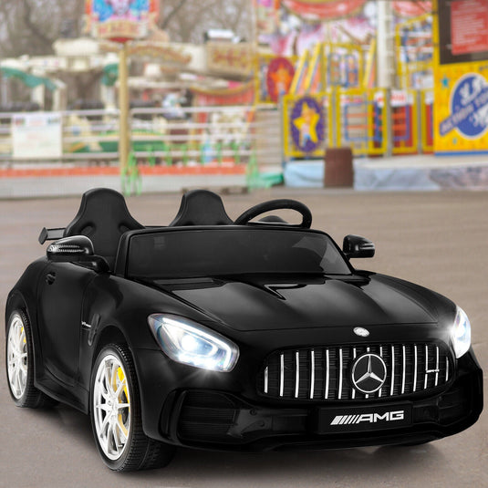 12V Mercedes Benz AMG GTR Kids Ride On Car with Remote Control and LED Lights in Black