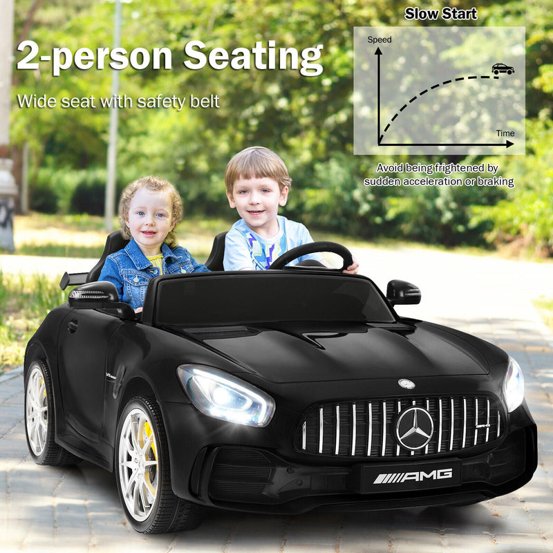Load image into Gallery viewer, 12V Mercedes Benz AMG GTR Kids Ride On Car with Remote Control and LED Lights in Black
