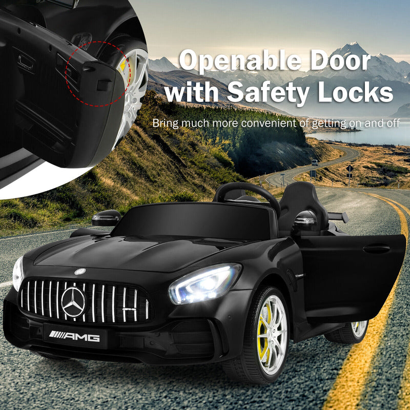 Load image into Gallery viewer, 12V Mercedes Benz AMG GTR Kids Ride On Car with Remote Control and LED Lights in Black
