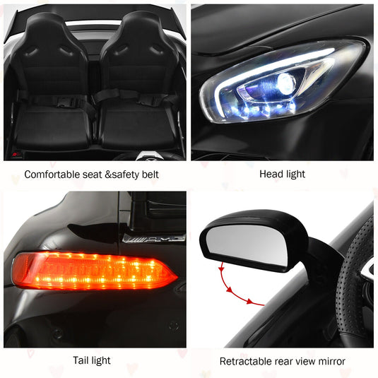 12V Mercedes Benz AMG GTR Kids Ride On Car with Remote Control and LED Lights in Black