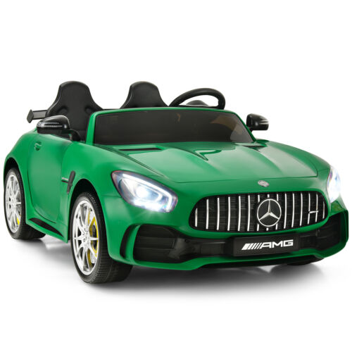 12V Mercedes Benz AMG GTR Kids Ride On Car with Remote Control and LED Lights in Green