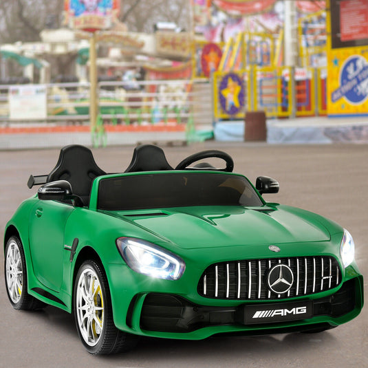 12V Mercedes Benz AMG GTR Kids Ride On Car with Remote Control and LED Lights in Green