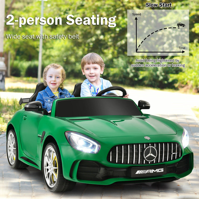 Load image into Gallery viewer, 12V Mercedes Benz AMG GTR Kids Ride On Car with Remote Control and LED Lights in Green

