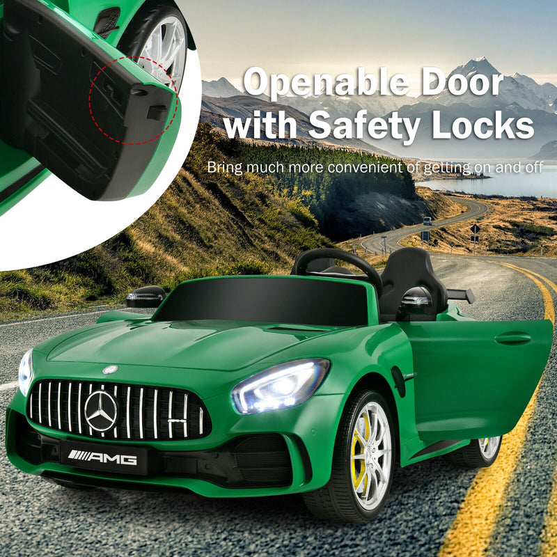 Load image into Gallery viewer, 12V Mercedes Benz AMG GTR Kids Ride On Car with Remote Control and LED Lights in Green
