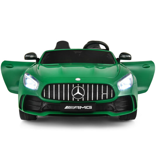 12V Mercedes Benz AMG GTR Kids Ride On Car with Remote Control and LED Lights in Green