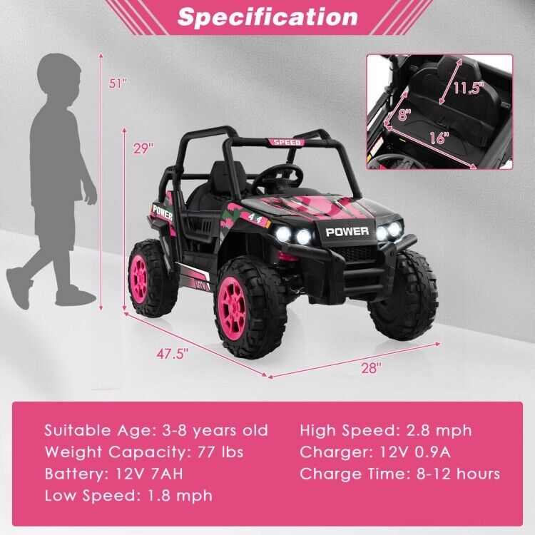 Load image into Gallery viewer, 12V Off-Road Truck Ride-On Toy for Kids with Remote Control, LED Lights, and Music
