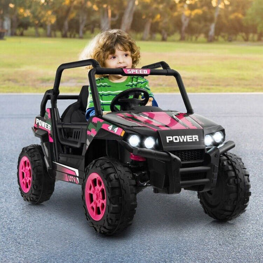 12V Off-Road Truck Ride-On Toy for Kids with Remote Control, LED Lights, and Music
