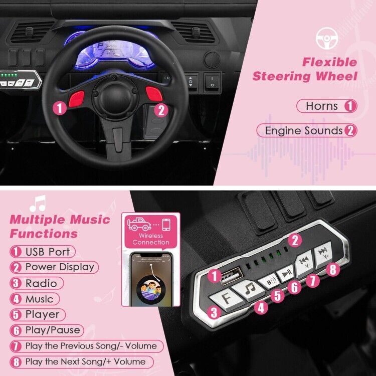 Load image into Gallery viewer, 12V Off-Road Truck Ride-On Toy for Kids with Remote Control, LED Lights, and Music
