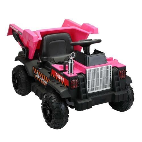 Load image into Gallery viewer, 12V Pink Battery-Powered Ride-On Dump Truck Toy for Kids
