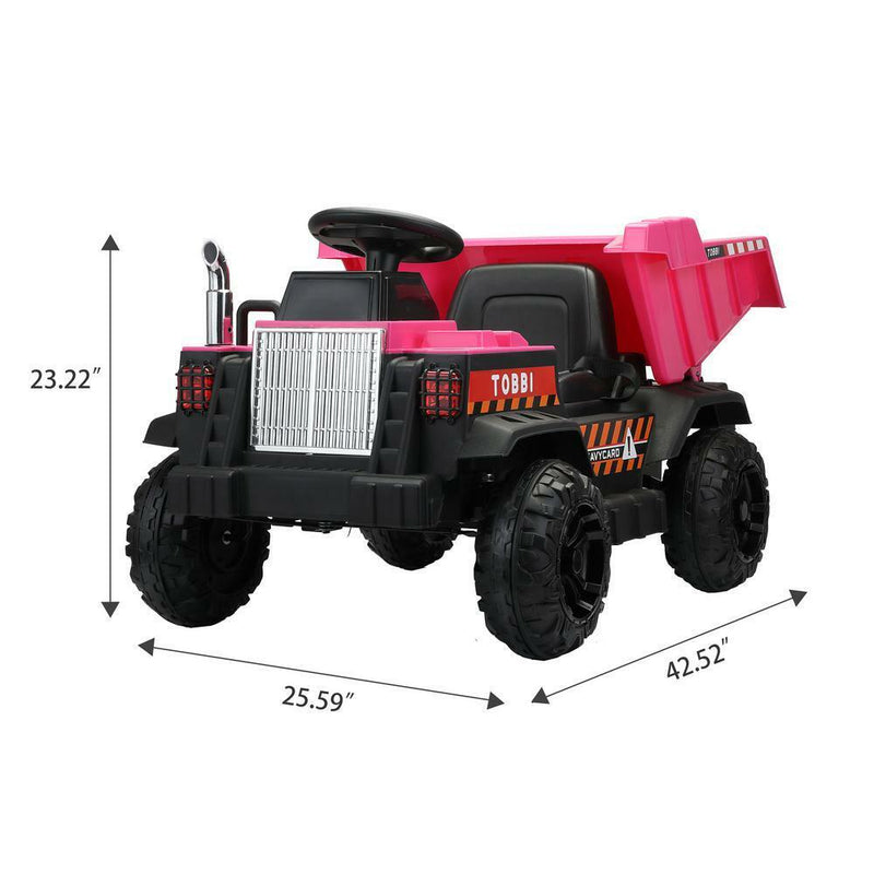 Load image into Gallery viewer, 12V Pink Battery-Powered Ride-On Dump Truck Toy for Kids
