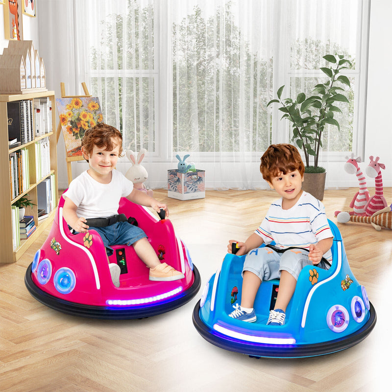 Load image into Gallery viewer, 12V Pink Bumper Car with Remote Control, LED Lights, and Music for Kids
