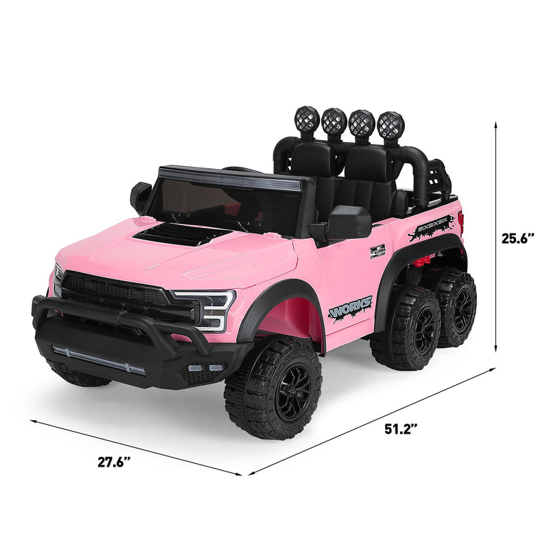 Load image into Gallery viewer, 12V Pink Kids Ride On Truck with RC, LED, MP3, and 6 Wheels
