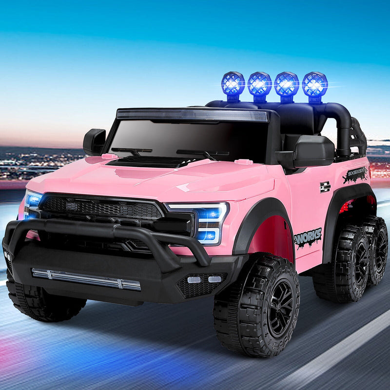 Load image into Gallery viewer, 12V Pink Kids Ride On Truck with RC, LED, MP3, and 6 Wheels
