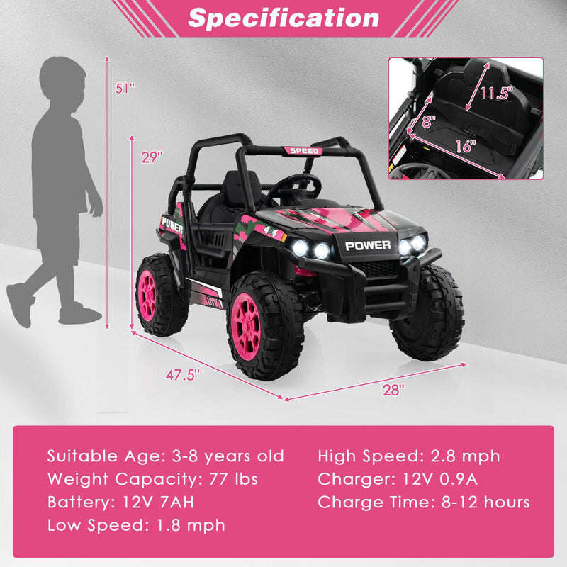 Load image into Gallery viewer, 12V Pink Off-Road Truck for Kids with Realistic Horns and Engine Sounds
