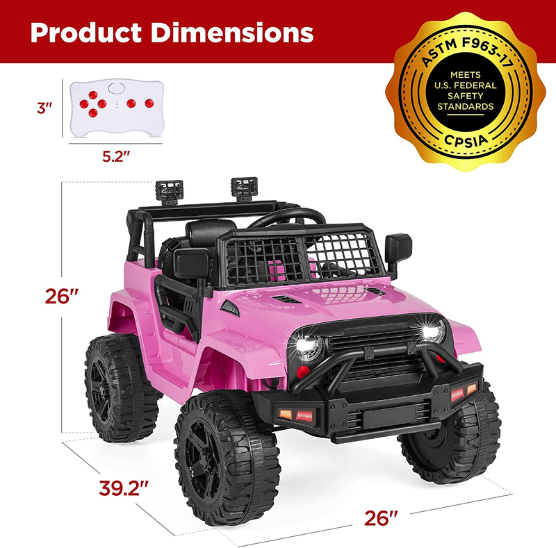 Load image into Gallery viewer, 12V Pink Ride-On Truck Toy Car with 3 Speeds and LED Lights for Kids
