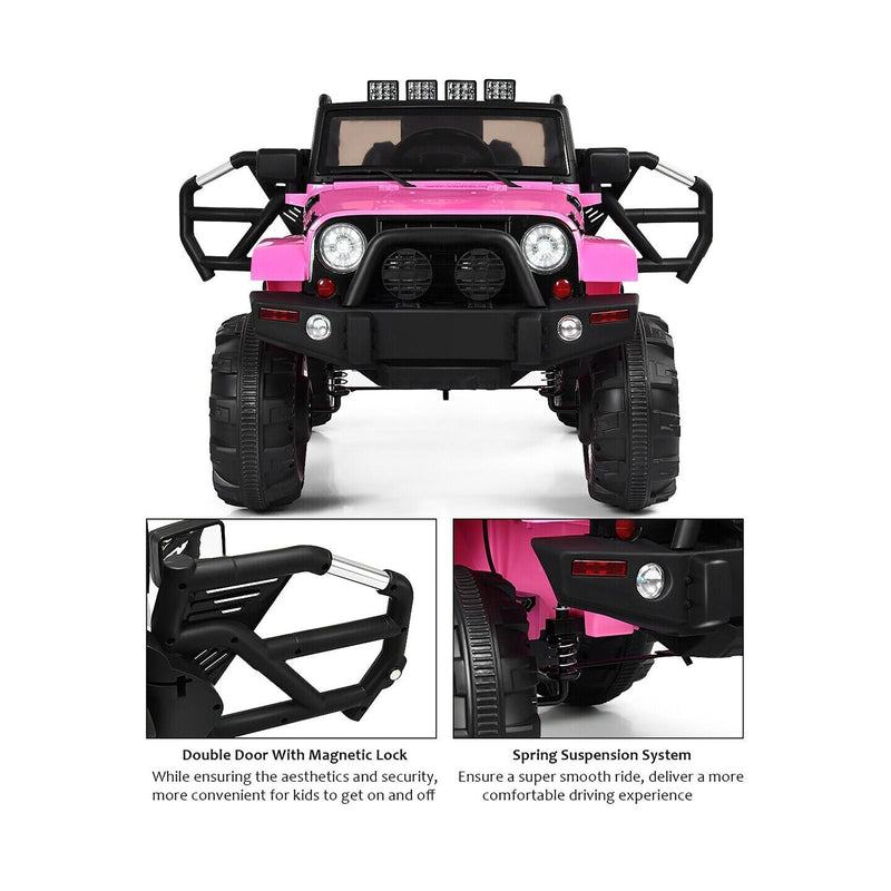 Load image into Gallery viewer, 12V Pink Ride On Truck with Remote Control, MP3 Music, and LED Lights for Kids
