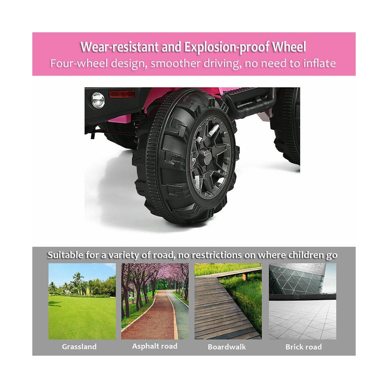 Load image into Gallery viewer, 12V Pink Ride On Truck with Remote Control, MP3 Music, and LED Lights for Kids
