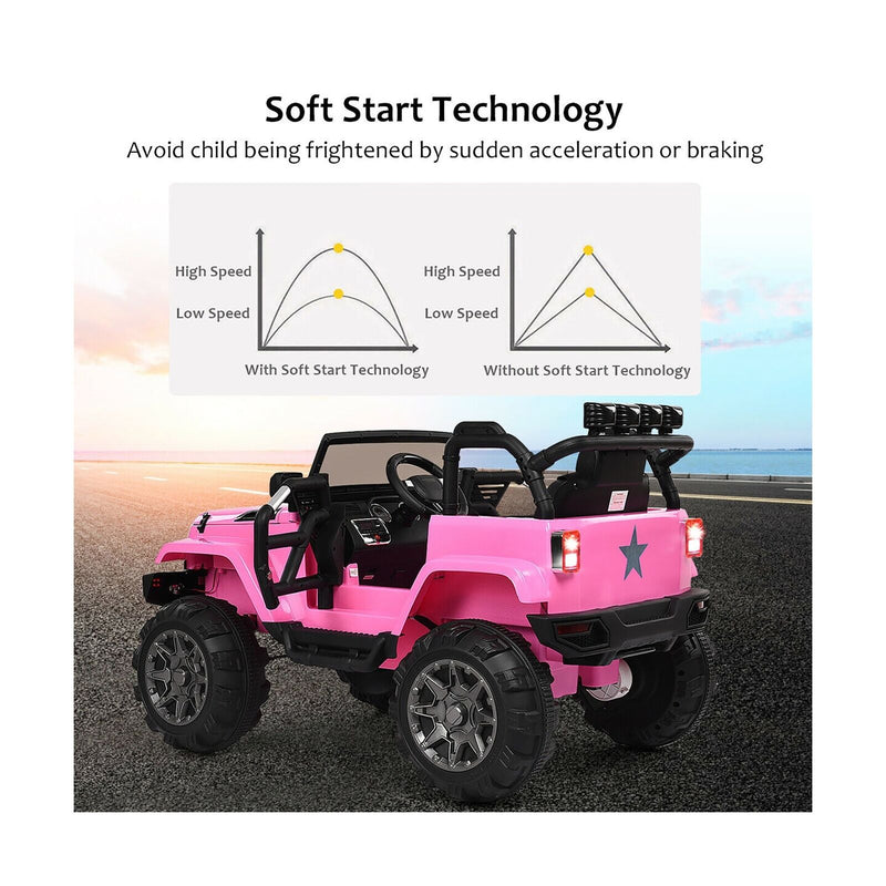 Load image into Gallery viewer, 12V Pink Ride On Truck with Remote Control, MP3 Music, and LED Lights for Kids
