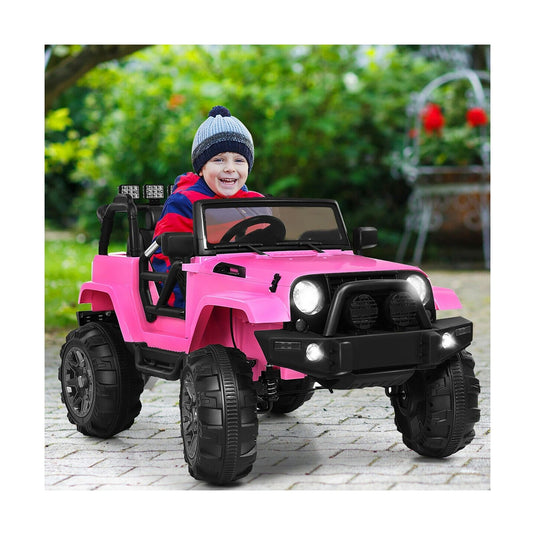 12V Pink Ride On Truck with Remote Control, MP3 Music, and LED Lights for Kids