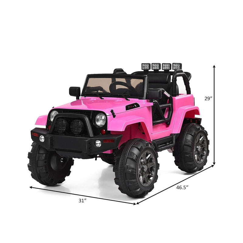 Load image into Gallery viewer, 12V Pink Ride On Truck with Remote Control, MP3 Music, and LED Lights for Kids
