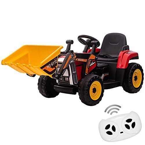 12V RC Excavator Ride-On Tractor with Music, Headlights, and Horn for Kids