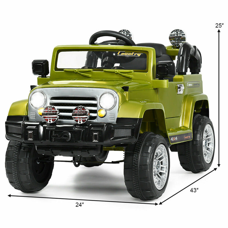 Load image into Gallery viewer, 12V RC Remote Control Green Truck Car for Kids - Electric Ride On Toy
