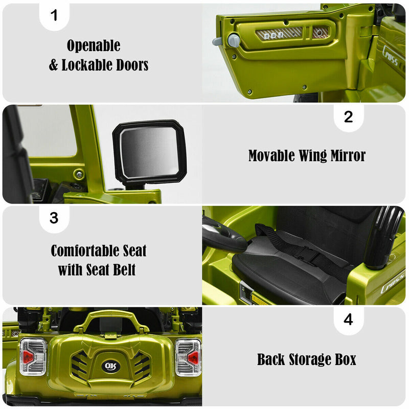 Load image into Gallery viewer, 12V RC Remote Control Green Truck Car for Kids - Electric Ride On Toy
