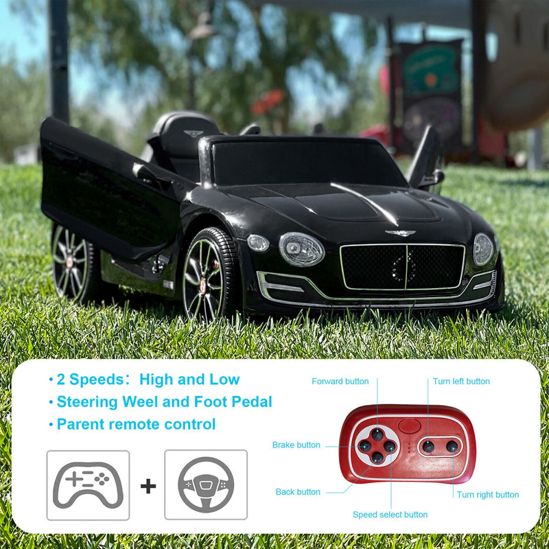 Load image into Gallery viewer, Premium Bentley Style Kids Electric Ride On Car with LED Lights and Remote Control - Black
