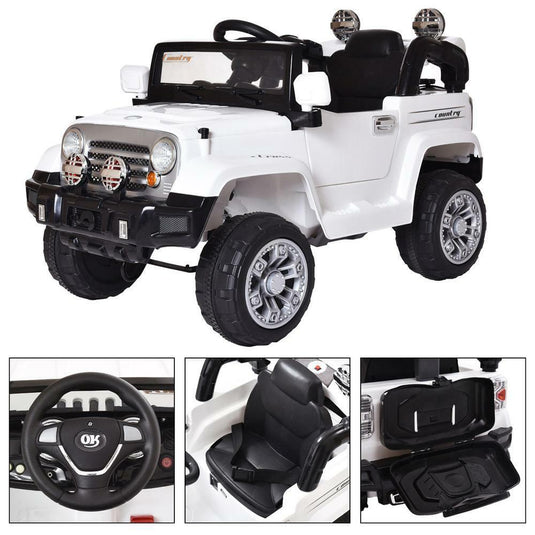 12V Remote Control Electric Truck Car for Kids - White