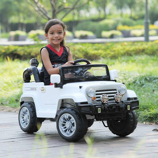 12V Remote Control Electric Truck Car for Kids - White