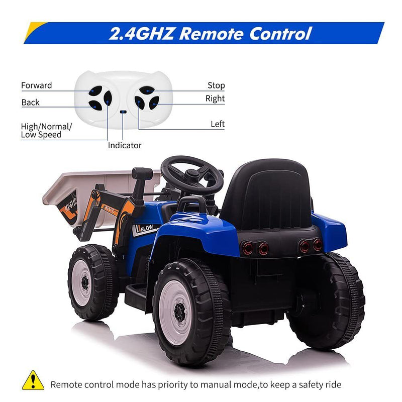 Load image into Gallery viewer, 12V Remote Control Excavator Ride-On Car for Kids with EVA Tires - Blue
