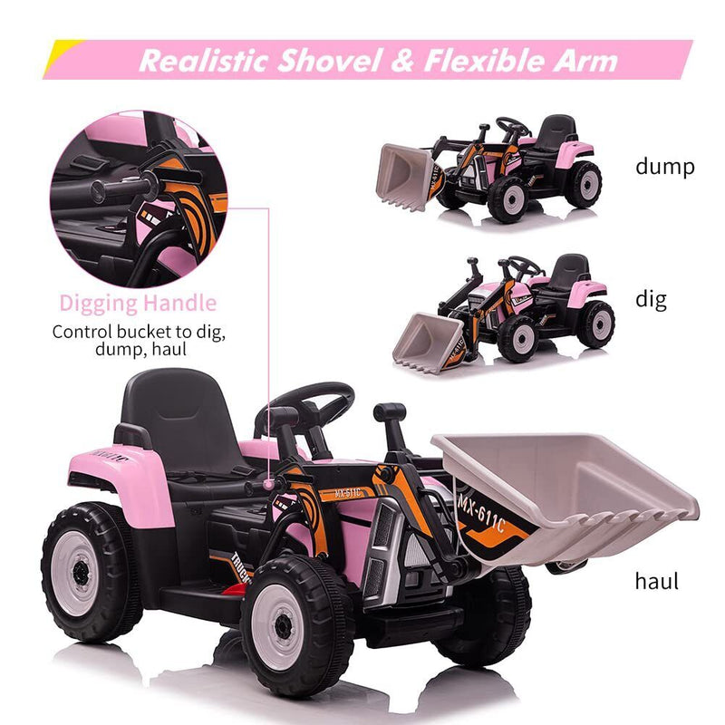 Load image into Gallery viewer, 12V Remote Control Excavator Ride-On Car for Kids with EVA Tires - Pink
