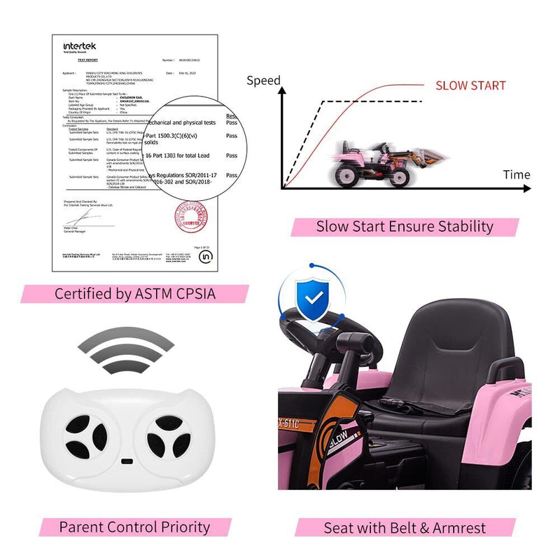 Load image into Gallery viewer, 12V Remote Control Excavator Ride-On Car for Kids with EVA Tires - Pink
