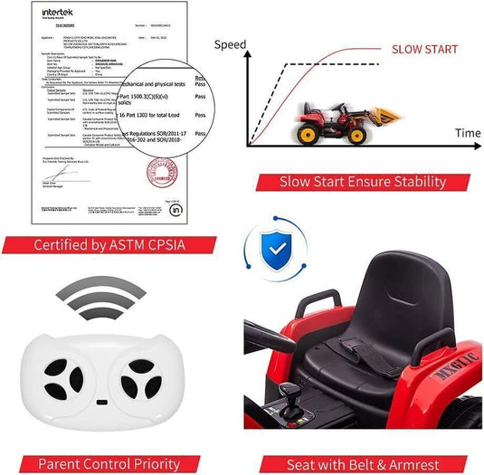 12V Remote Control Excavator Ride-On Toy for Kids - Perfect Christmas Gift!
