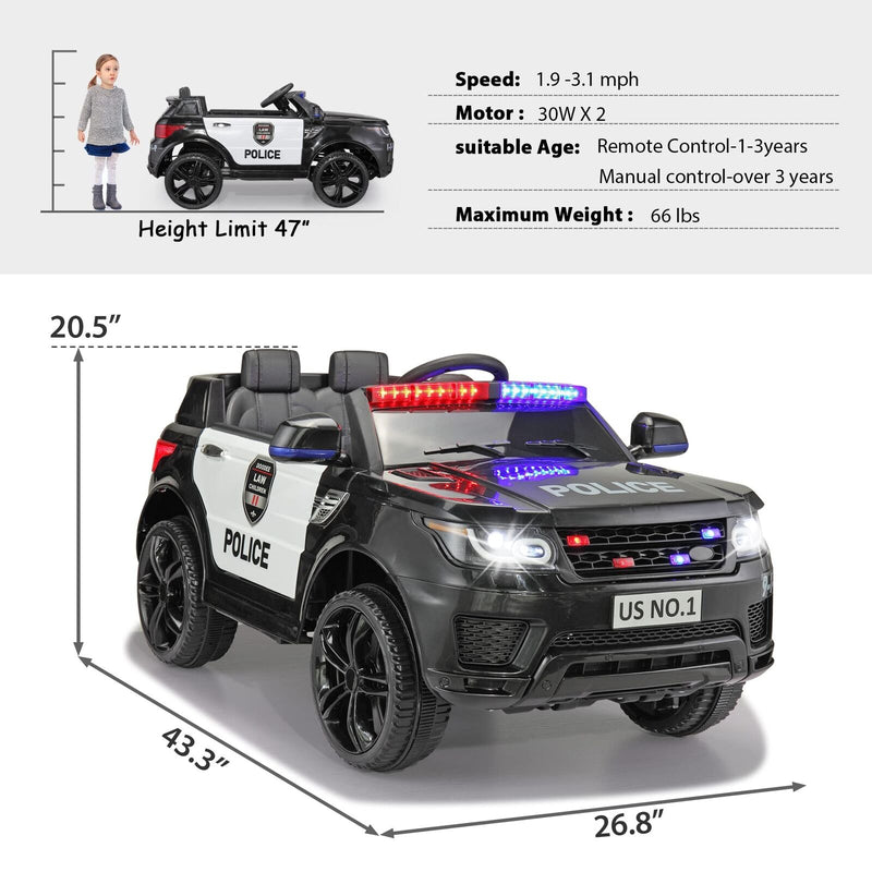 Load image into Gallery viewer, 12V Remote Control Police Ride On Car for Kids Ages 3-5 Years - Perfect for Toddler Boys
