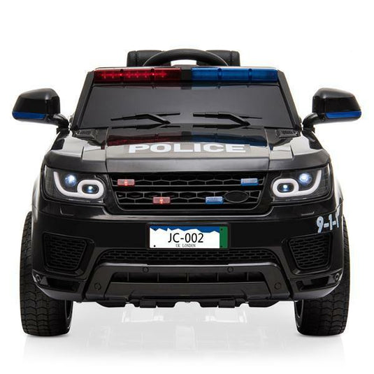 12V Remote Control Police SUV Ride-On Car with LED Lights, Music, and Horn for Kids