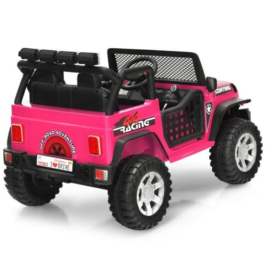 12V Remote Control Ride-On Truck with LED Lights, Music, and Double Doors - 2 Seater