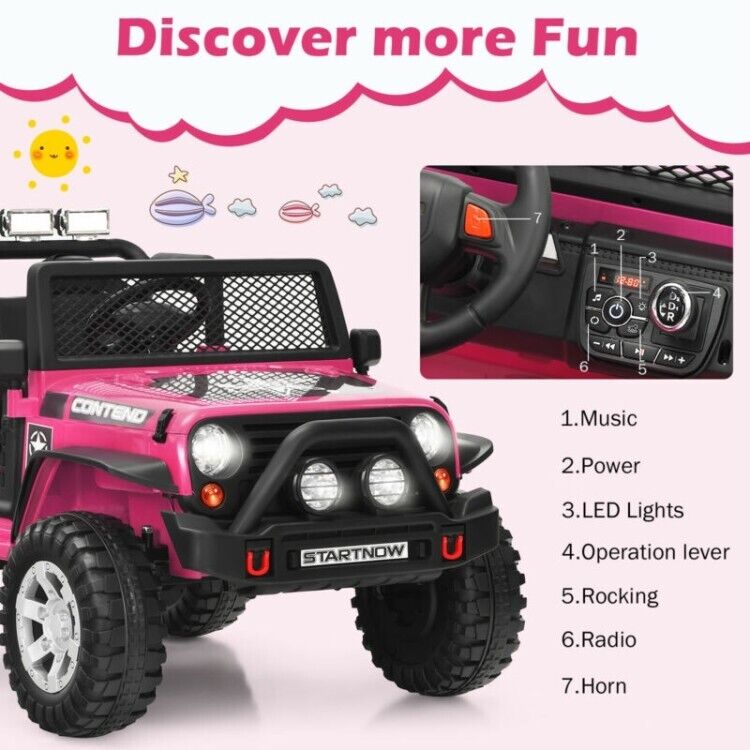 Load image into Gallery viewer, 12V Remote Control Ride-On Truck with LED Lights, Music, and Double Doors - 2 Seater
