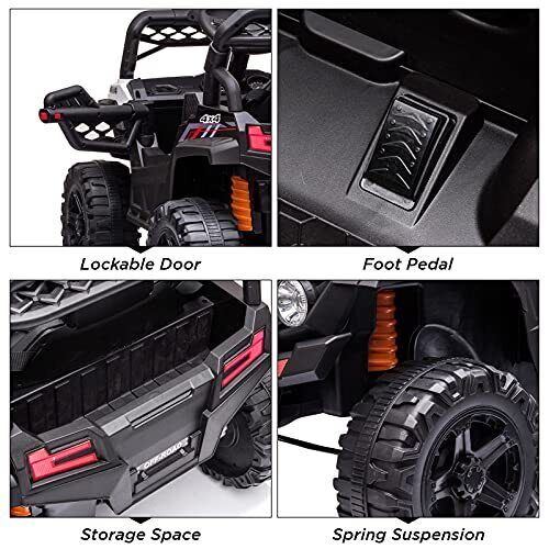 Load image into Gallery viewer, 12V Ride On Car Truck Toy with LED Lights, Music, and Seat Belt - Perfect Xmas Gift for Kids with Remote Control
