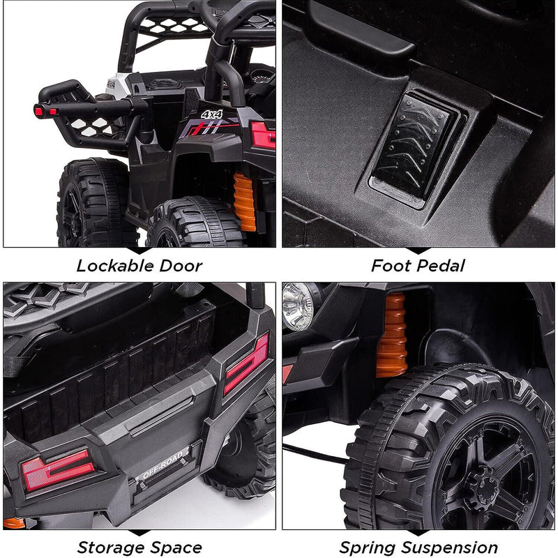 Load image into Gallery viewer, 12V Ride-On Car Truck Toy with Remote Control, LED Lights, USB &amp; AUX Ports, and Music Player
