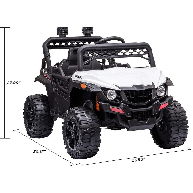 Load image into Gallery viewer, 12V Ride-On Car Truck Toy with Remote Control, LED Lights, USB &amp; AUX Ports, and Music Player
