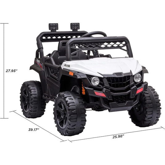 12V Ride-On Car Truck Toy with Remote Control, LED Lights, USB & AUX Ports, and Music Player