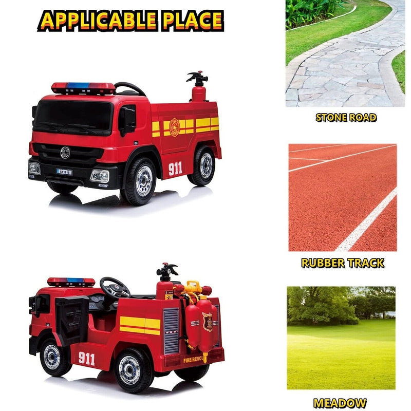 Load image into Gallery viewer, 12V Ride-On Fire Truck Toy Car with Remote Control for Kids Ages 3-6
